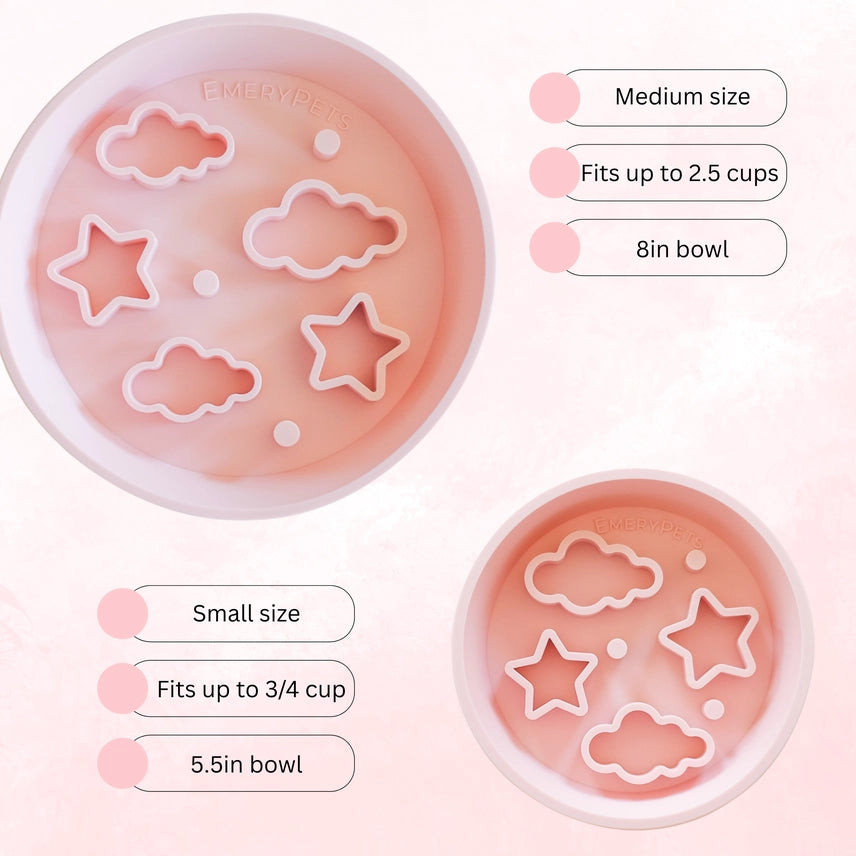 Star + Cloud Slow Feeder Bowls Rosa Small