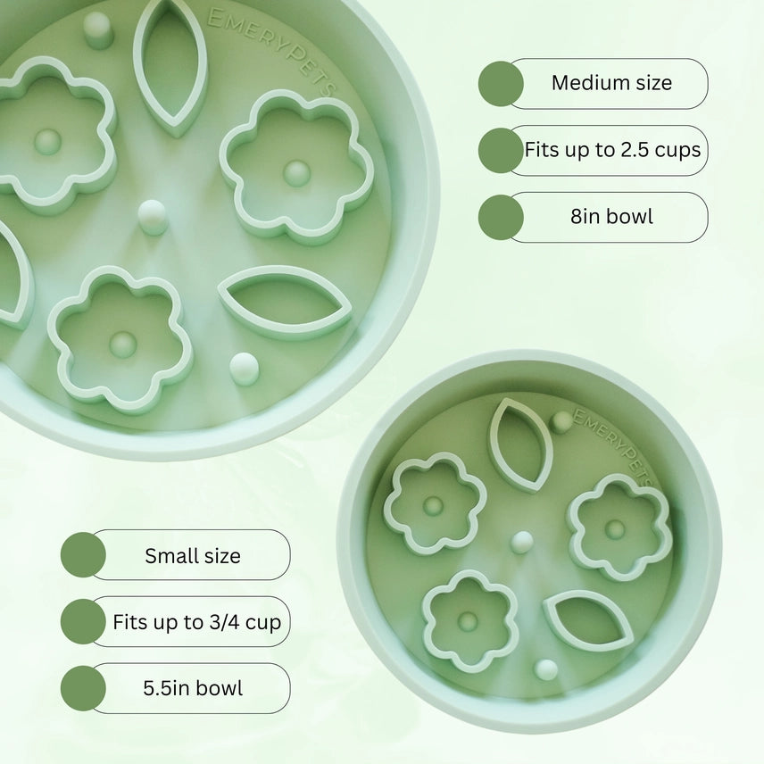 Flower + Leaf Slow Feeder Bowls Grønn Medium