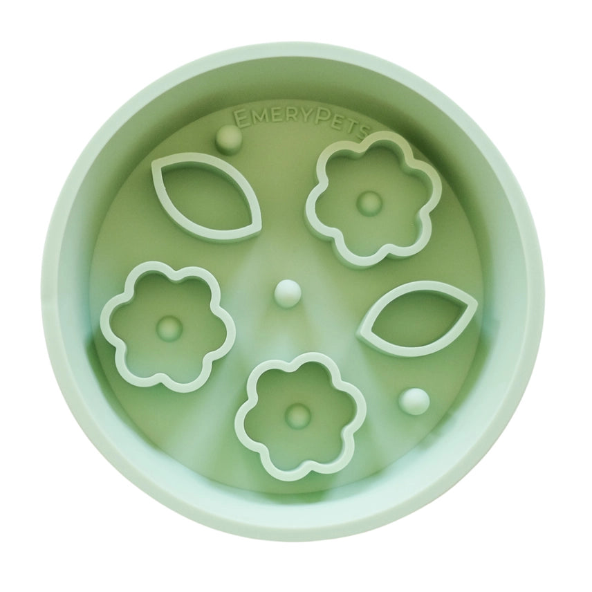 Flower + Leaf Slow Feeder Bowls Grønn Medium