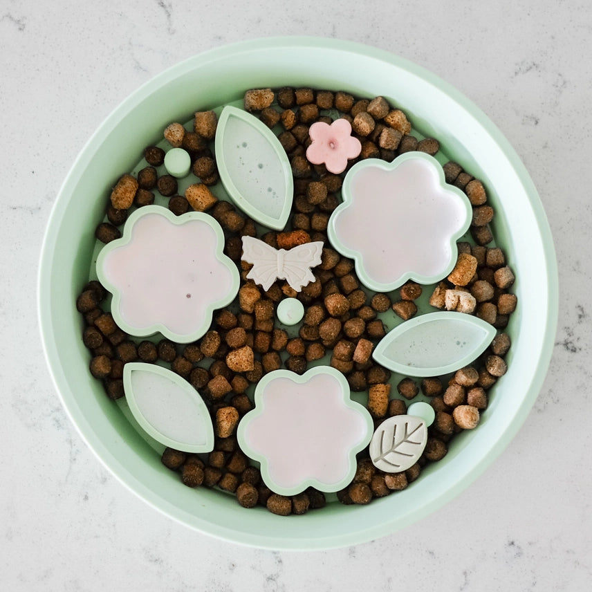 Flower + Leaf Slow Feeder Bowls Grønn Medium